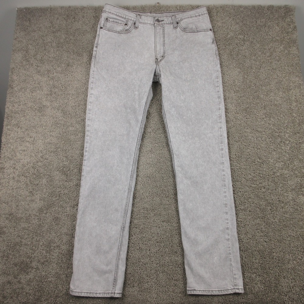 Levis Jeans Mens 36x36 Gray 514 Slim Straight Stone Wash Denim Pants Zip Fly